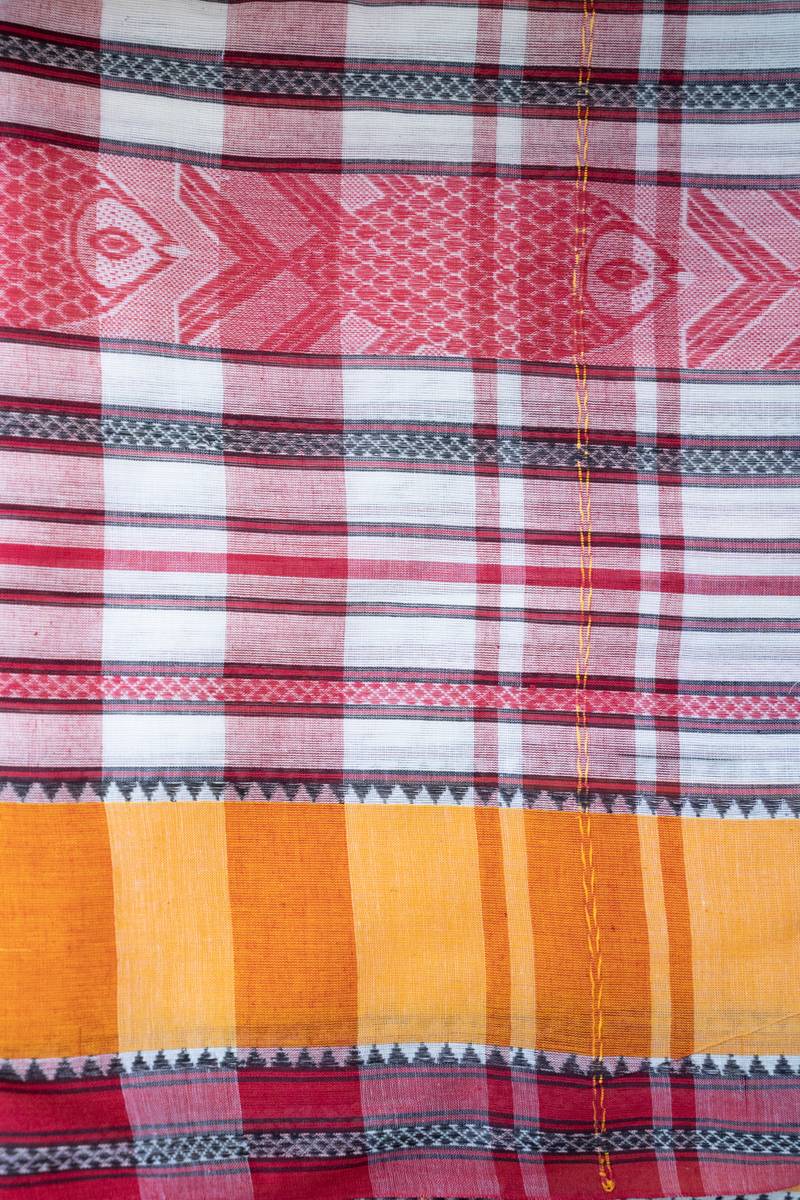 Dhaniakhali Handloom Saree - Red, White & Yellow - Lal Paar Dhaniakhali Handloom Saree - Red, White & Yellow - Lal Paar