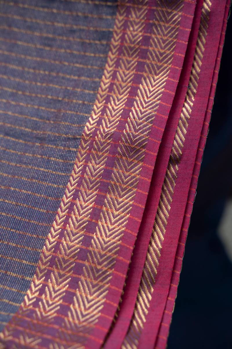 Maheshwari Saree - Midnight Blue Maheshwari Saree - Midnight Blue