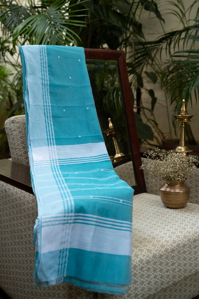 Chanderi Cotton Saree - Sky Blue Chanderi Cotton Saree - Sky Blue