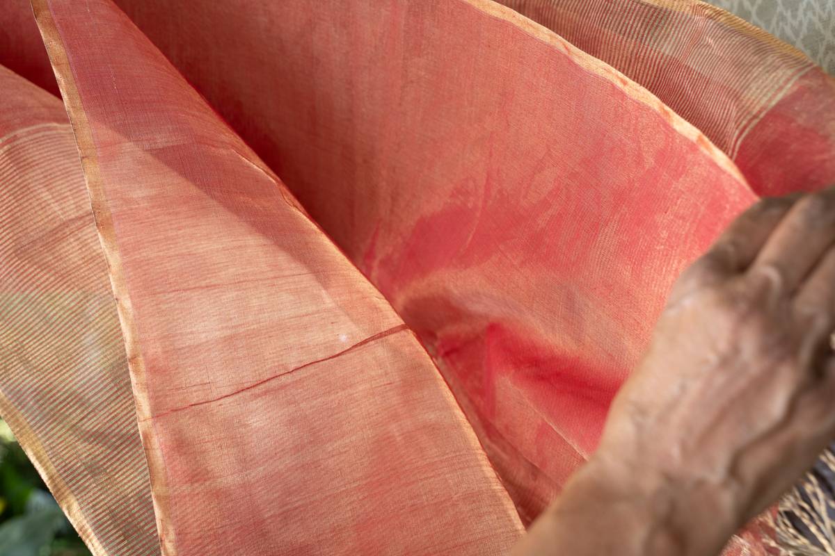 Maheshwari Saree - Tomato Red