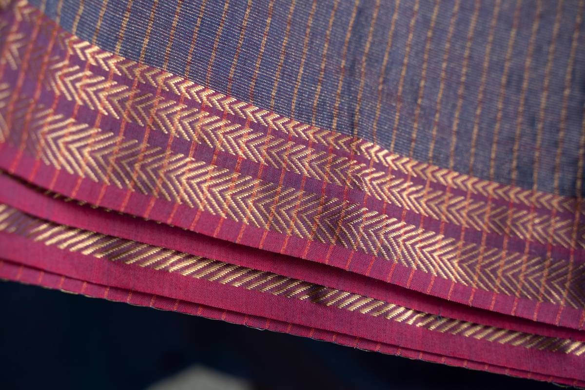 Maheshwari Saree - Midnight Blue