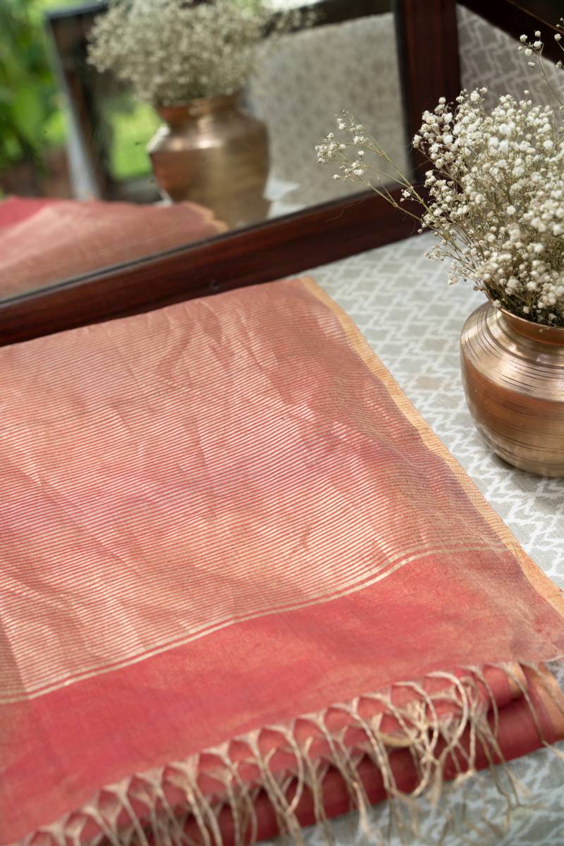 Maheshwari Saree - Tomato Red Maheshwari Saree - Tomato Red