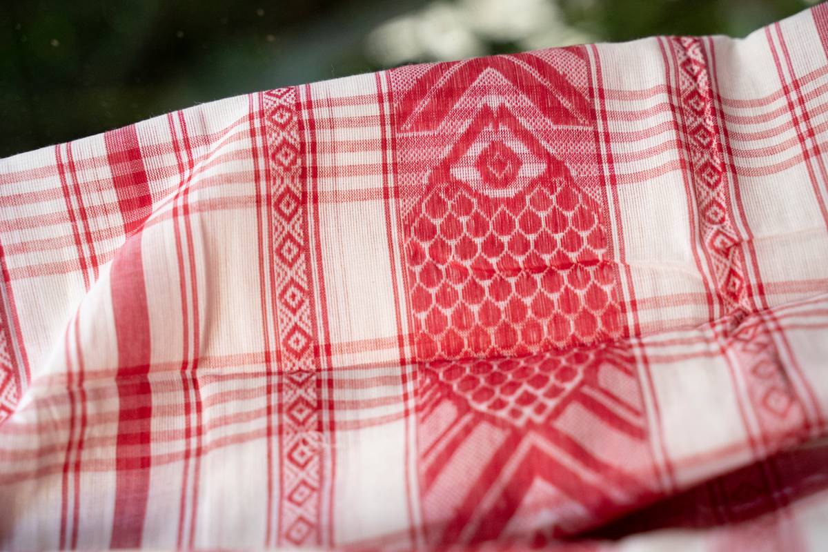 Dhaniakhali Handloom Saree - Red & White Lal Paar
