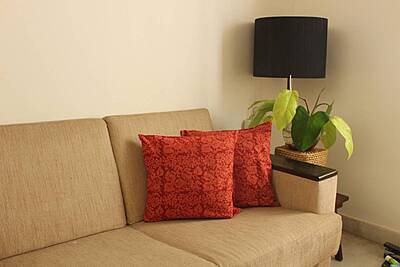 Brick Red Floral Cushion Cover