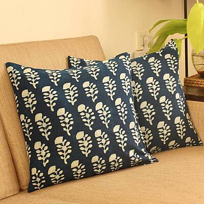 Floral Indigo Cushion Cover Floral Indigo Cushion Cover