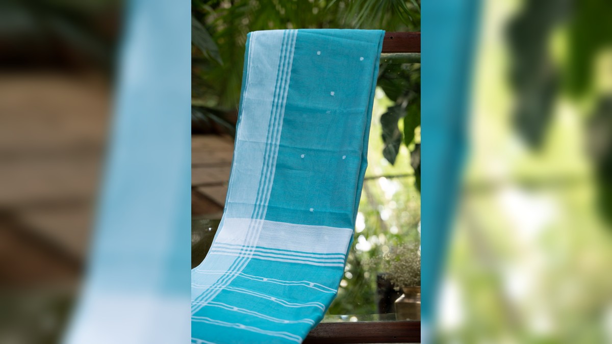 Chanderi Cotton Saree - Sky Blue Chanderi Cotton Saree - Sky Blue