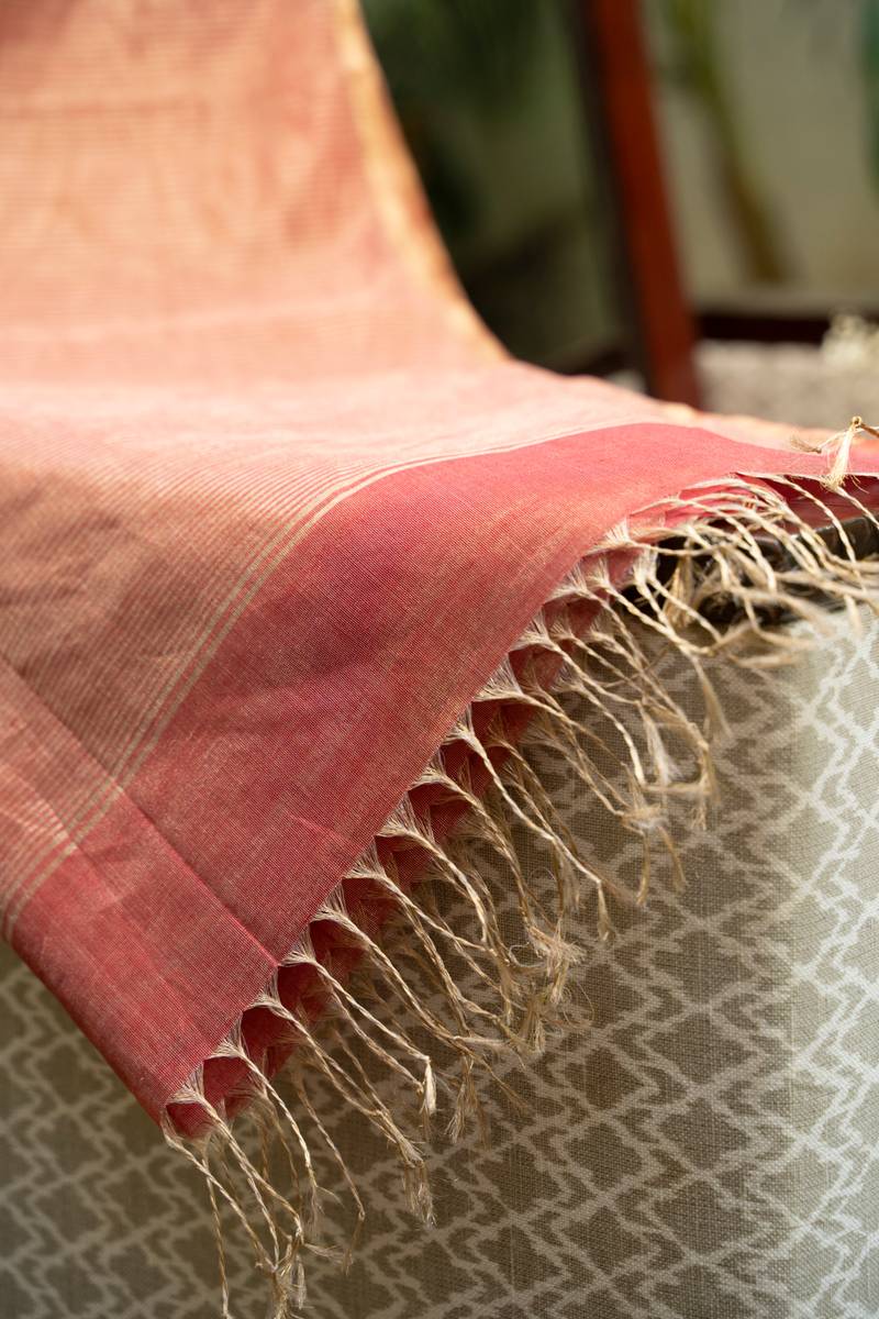 Maheshwari Saree - Tomato Red Maheshwari Saree - Tomato Red