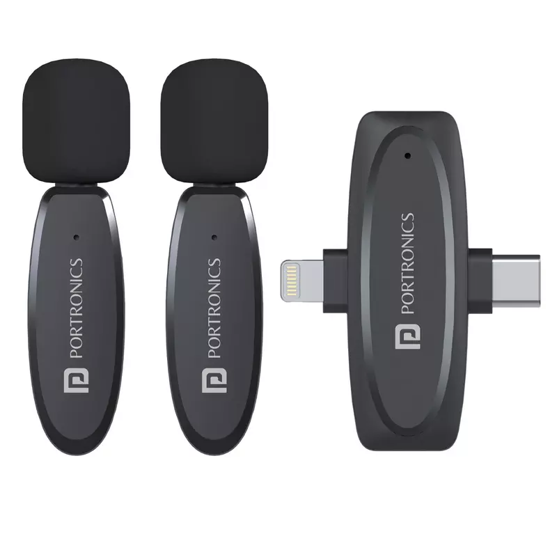 Portronics Vlogmate Dual Mic Omnidirectional Wireless Microphone Portronics Vlogmate Dual Mic Omnidirectional Wireless Microphone