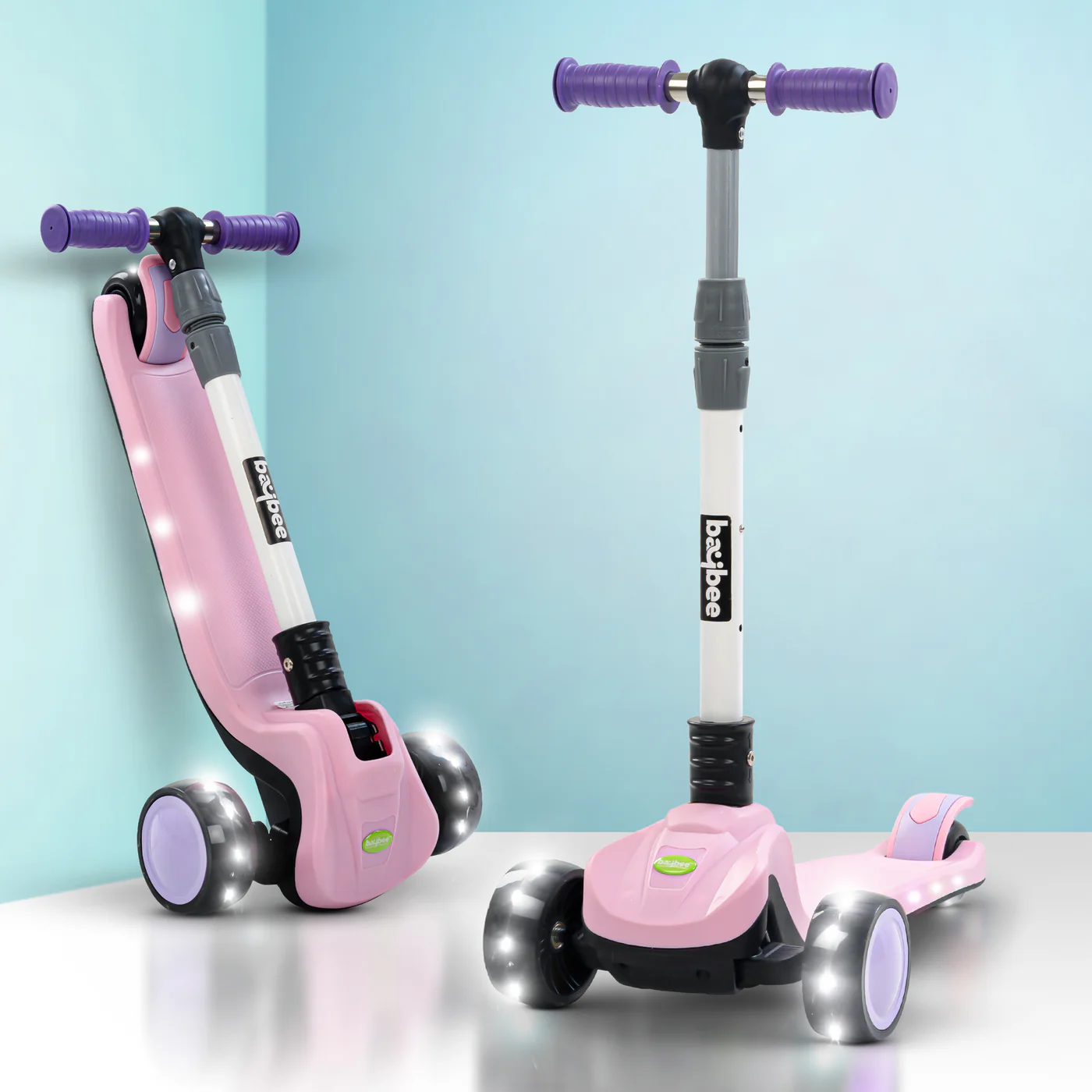 Baybee Phantom Skate Scooter for Kids, Foaldble 3 Wheel Kids Scooter with 3 Height Adjustable- Pink