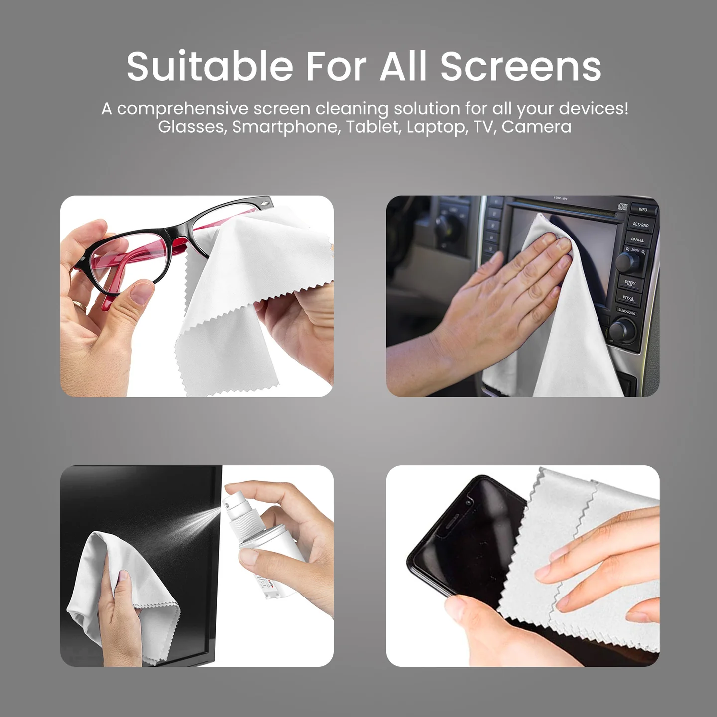 Portronics Swipe 3 Screen & Camera Cleaning Chemical Free Liquid Solution, 250GSM Micro Fibre Cloth, Cleaning Spray for Laptop, TV Screen, Mobile Phone Screen, Camera Lenses, Tablet, Monitor (White) Portronics Swipe 3 Screen & Camera Cleaning Chemical Free Liquid Solution, 250GSM Micro Fibre Cloth, Cleaning Spray for Laptop, TV Screen, Mobile Phone Screen, Camera Lenses, Tablet, Monitor (White)