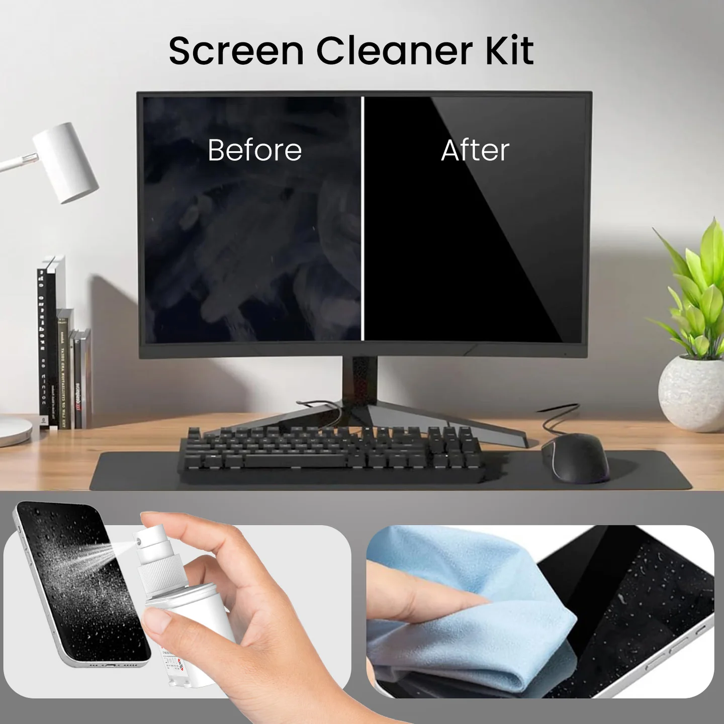 Portronics Swipe 3 Screen & Camera Cleaning Chemical Free Liquid Solution, 250GSM Micro Fibre Cloth, Cleaning Spray for Laptop, TV Screen, Mobile Phone Screen, Camera Lenses, Tablet, Monitor (White) Portronics Swipe 3 Screen & Camera Cleaning Chemical Free Liquid Solution, 250GSM Micro Fibre Cloth, Cleaning Spray for Laptop, TV Screen, Mobile Phone Screen, Camera Lenses, Tablet, Monitor (White)