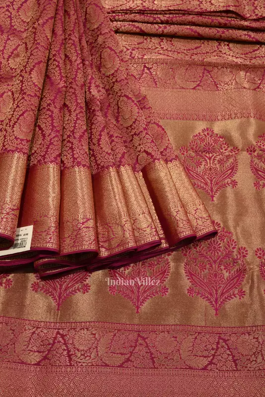 Pink With Golden Pure Kanjivaram Silk Saree