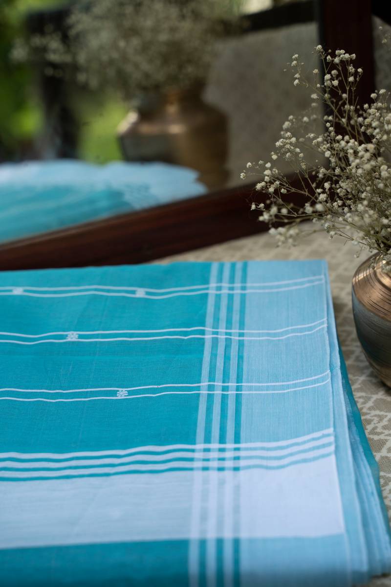 Chanderi Cotton Saree - Sky Blue Chanderi Cotton Saree - Sky Blue