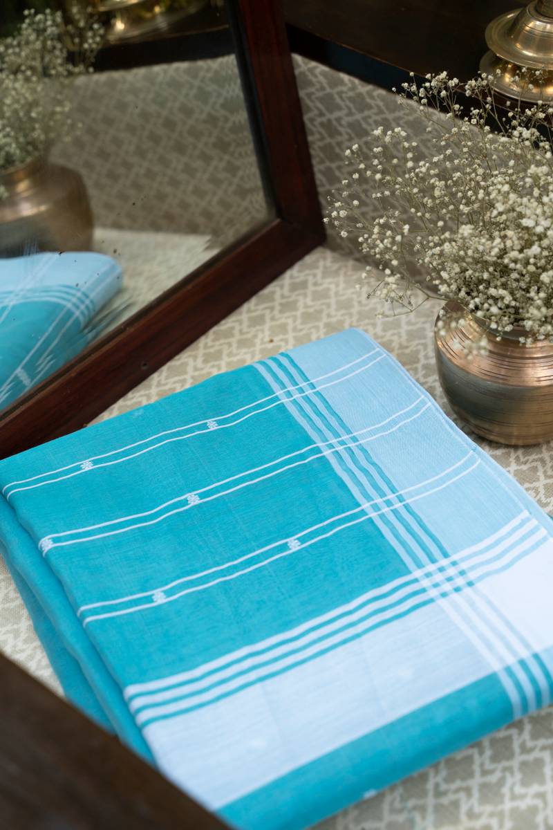 Chanderi Cotton Saree - Sky Blue Chanderi Cotton Saree - Sky Blue
