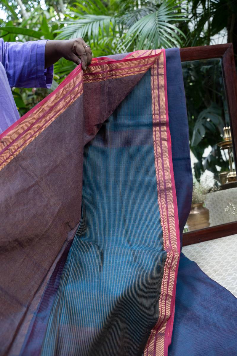 Maheshwari Saree - Midnight Blue Maheshwari Saree - Midnight Blue