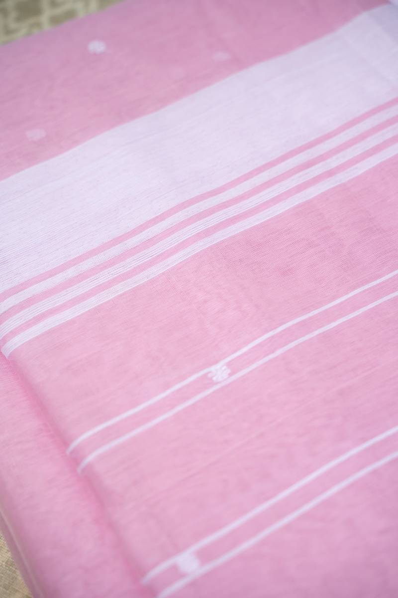 Chanderi Cotton Saree - Pastel Pink Chanderi Cotton Saree - Pastel Pink
