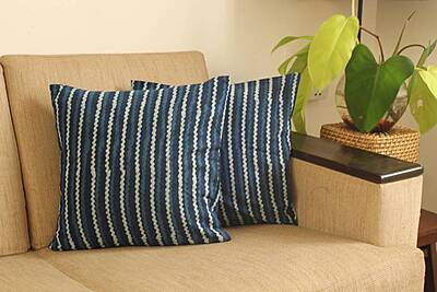 Stripes In Indigo Cushion Cover Stripes In Indigo Cushion Cover