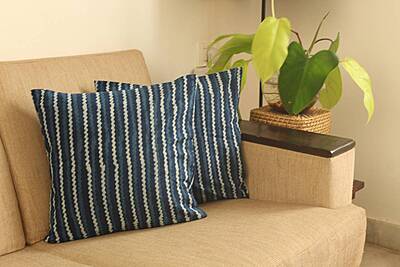 Stripes In Indigo Cushion Cover Stripes In Indigo Cushion Cover