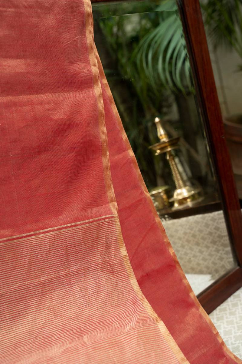 Maheshwari Saree - Tomato Red Maheshwari Saree - Tomato Red