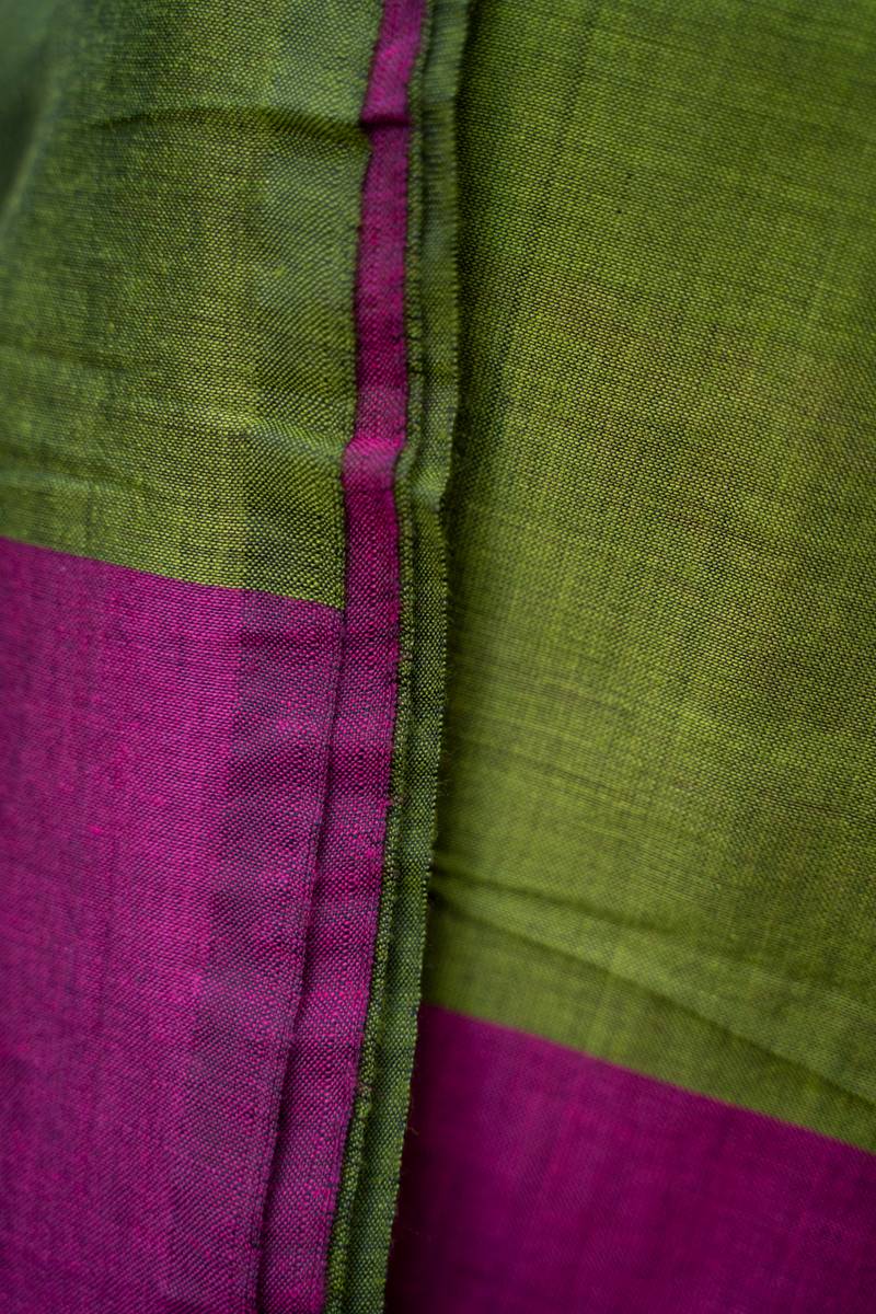 West Bengal Colour Block Saree - Magenta & Parrot Green West Bengal Colour Block Saree - Magenta & Parrot Green