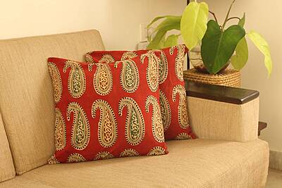 Red Paisley Cushion Cover Red Paisley Cushion Cover