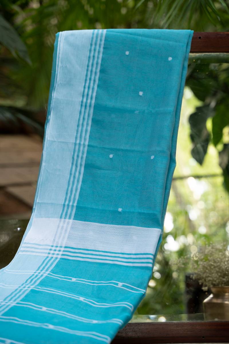 Chanderi Cotton Saree - Sky Blue Chanderi Cotton Saree - Sky Blue