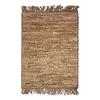 Handmade Natural Jute Area Rug, Rustic Flatweave with Fringe, Boho Farmhouse Style