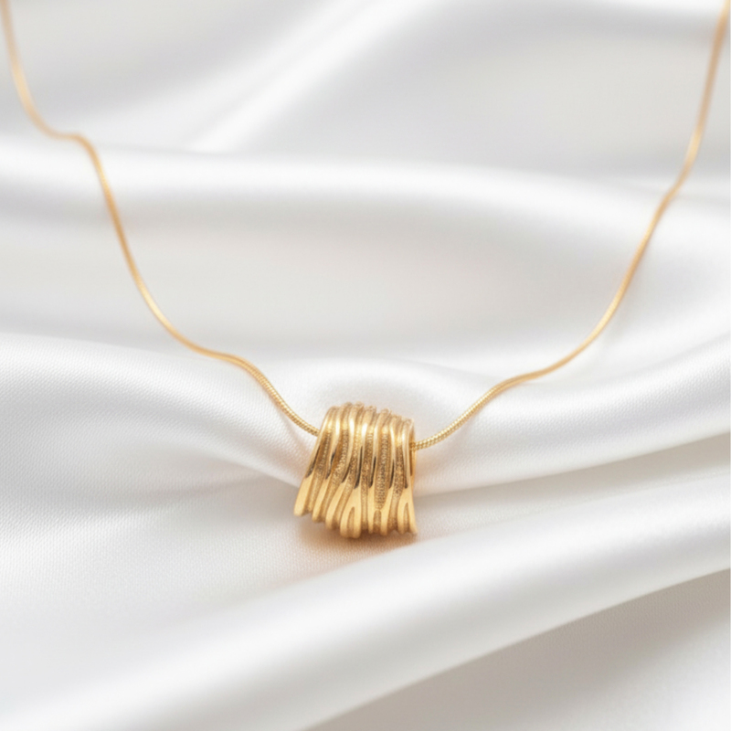 KAYYA21 Elegant Gold Pendant Necklace Set – Stainless Steel Gold Finish