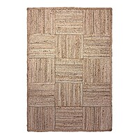 Handwoven Natural Jute Area Rug, Patchwork Design, Reversible Floor Covering for Living Room