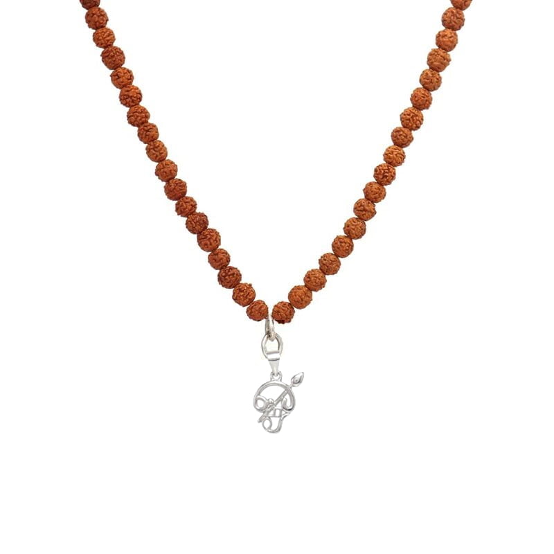 Rudraksha Mala with Silver Om Pendant Rudraksha Mala with Silver Om Pendant