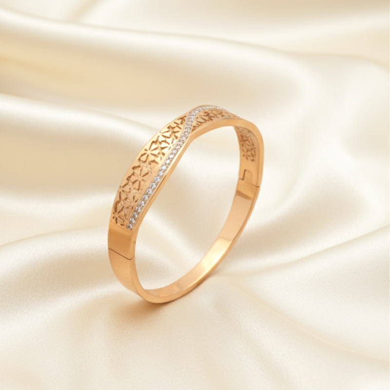 KAYYA21 Designer Gold Bangles for Women – Stainless Steel Gold Finish