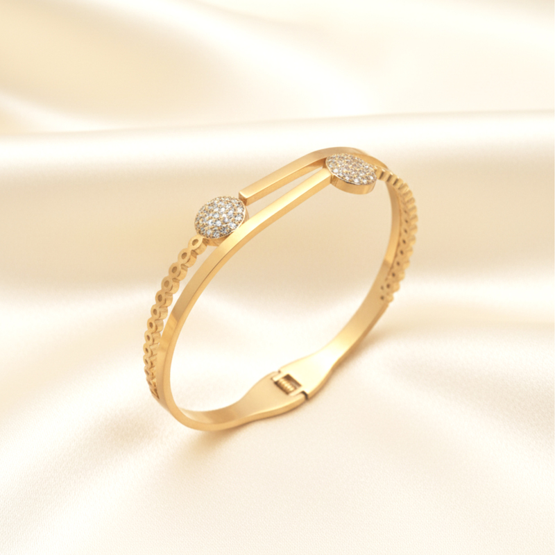 Designer Gold Bangles for Women – Stainless Steel, Gold Finish | Lightweight, Anti-Tarnish, Skin-Friendly
