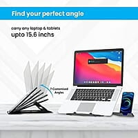 Portronics My Buddy Hexa 22 Adjustable Laptop Stand with Mobile Holder Ventilated Portable Foldable Compatible for 15.6 inch Laptops (Black) Portronics My Buddy Hexa 22 Adjustable Laptop Stand with Mobile Holder Ventilated Portable Foldable Compatible for 15.6 inch Laptops (Black)