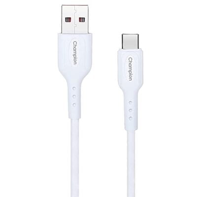 Champion USB to Type-C 3Amp Data Sync & Charging Cable PVC for all Android & USB Type-C Devices (White) Champion USB to Type-C 3Amp Data Sync & Charging Cable PVC for all Android & USB Type-C Devices (White)