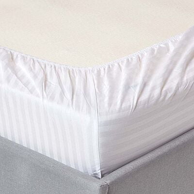Fitted Bedsheet Glace Cotton 400 TC - Striped - White