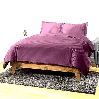 Pillow Cover Framed Glace Cotton 300 TC - Striped - Plum