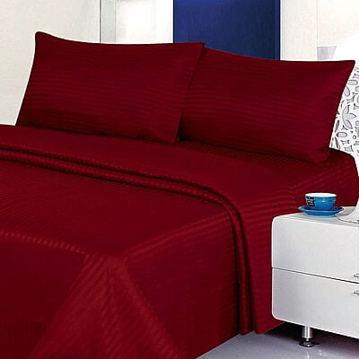 Duvet / Comforter Cover Glace Cotton 300 TC - Striped - Maroon