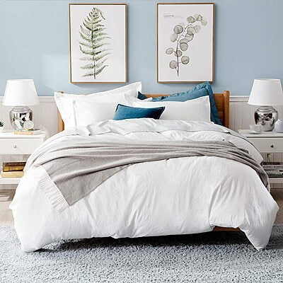 Duvet / Comforter Cover 100% Natural Cotton 210 TC Plain Percale - White