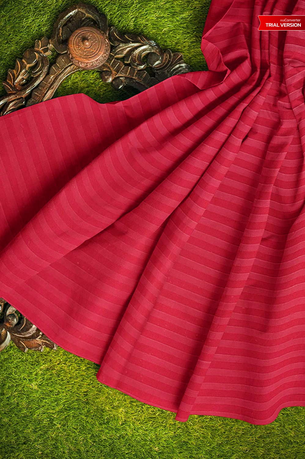 Sofrito Bedsheet Glace Cotton 300 TC - Striped - Crimson Red