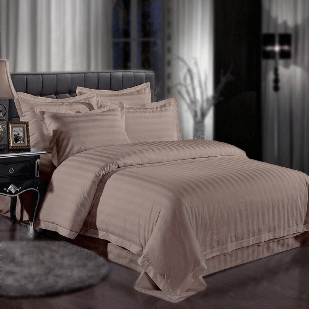 Pillow Cover Non-Framed Glace Cotton 300 TC - Striped - Taupe