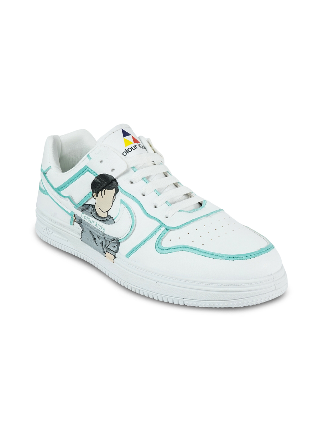Minimalist Joey white hand-painted sneakers with clean design