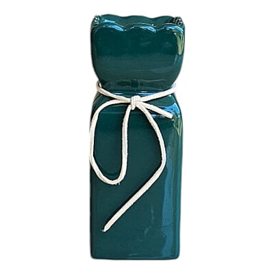 Green Ceramic Vase with Rope Detail Green Ceramic Vase with Rope Detail