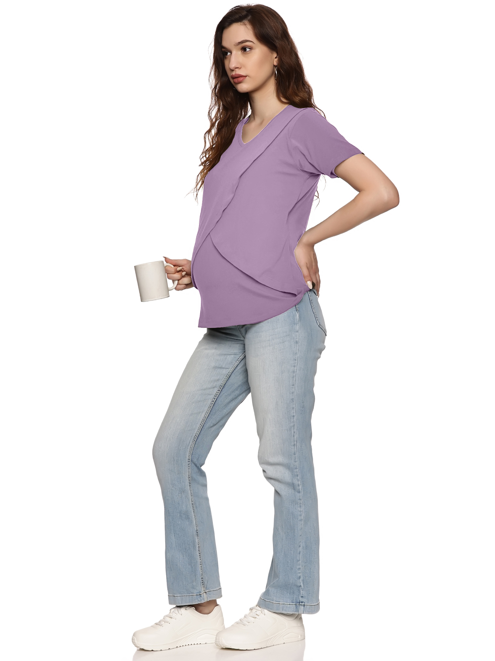 KIKWIT Maternity Feeding Tops Without Zip for Women, Feeding Coverup Pregnancy Tshirt,Feeding T-Shirt for Easy Nursing & Breastfeeding, Maternity Top Wear for Mothers lavender KIKWIT Maternity Feeding Tops Without Zip for Women, Feeding Coverup Pregnancy Tshirt,Feeding T-Shirt for Easy Nursing & Breastfeeding, Maternity Top Wear for Mothers lavender