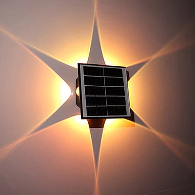 LED Solar Powered Wall Fence Light, Night Spotlight for Garden