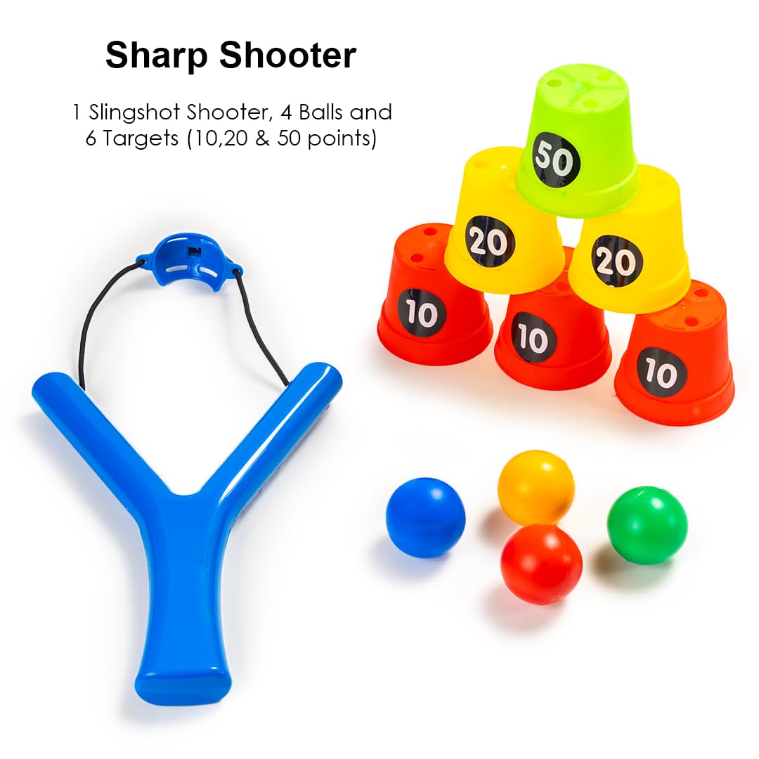 Sharp Shooter(6 Plastic Cup Targets & 4 Balls), Slingshot Catapult Gulel Power Blaster Archery for Kids Sharp Shooter(6 Plastic Cup Targets & 4 Balls), Slingshot Catapult Gulel Power Blaster Archery for Kids