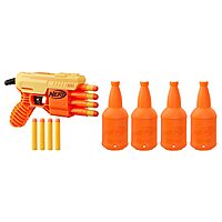 Nerf Fang QS-4 Targeting Set -- 13-Piece Alpha Strike Set Includes Toy Blaster, 4 Half-Targets, and 8 Official Elite Foam Darts (Multicolour)