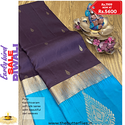 Kanchivaram soft sillk saree with pretty weaves SASSSIL21333