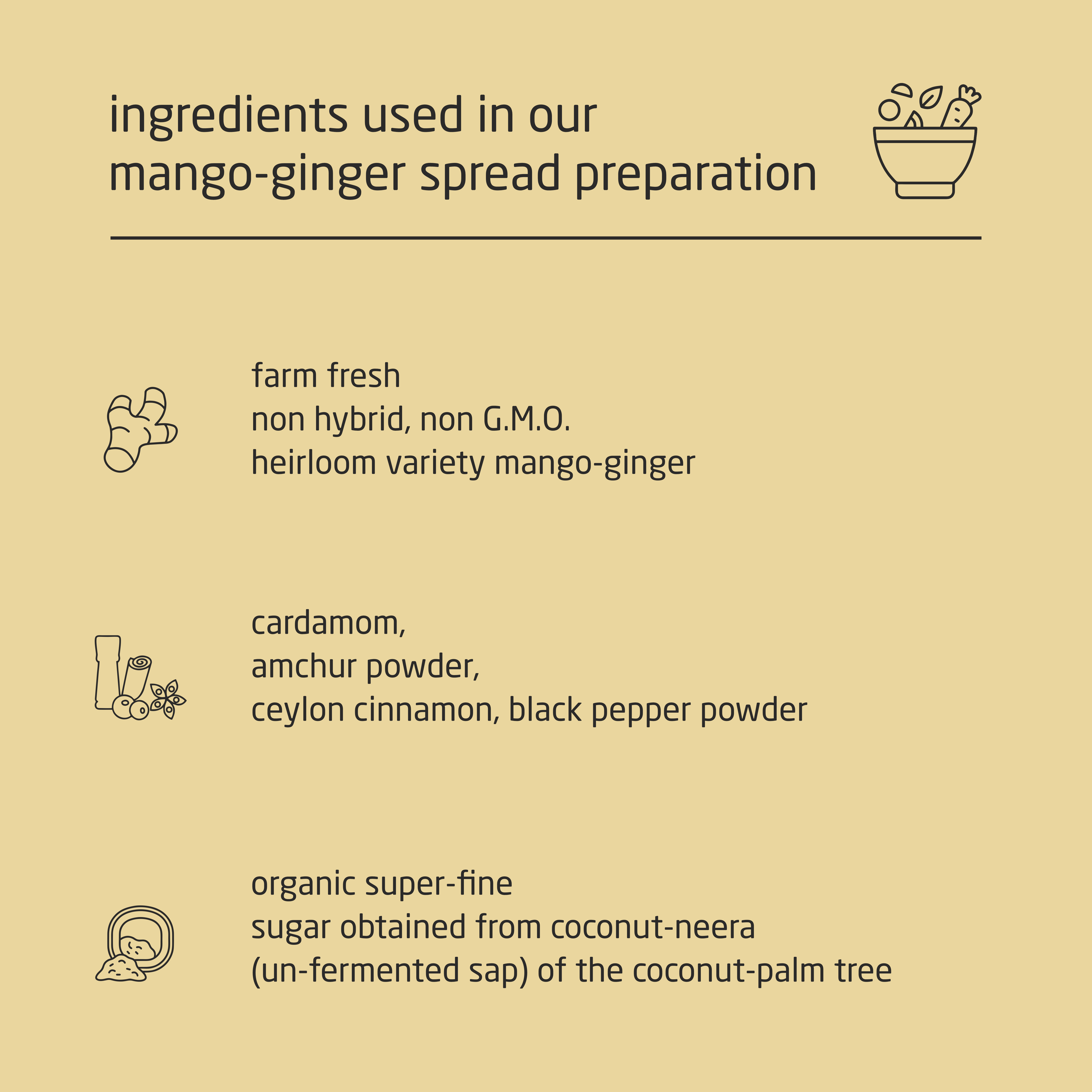 Premium Mango-Ginger Spread with Coconut Neera Sugar - 150g Premium Mango-Ginger Spread with Coconut Neera Sugar - 150g