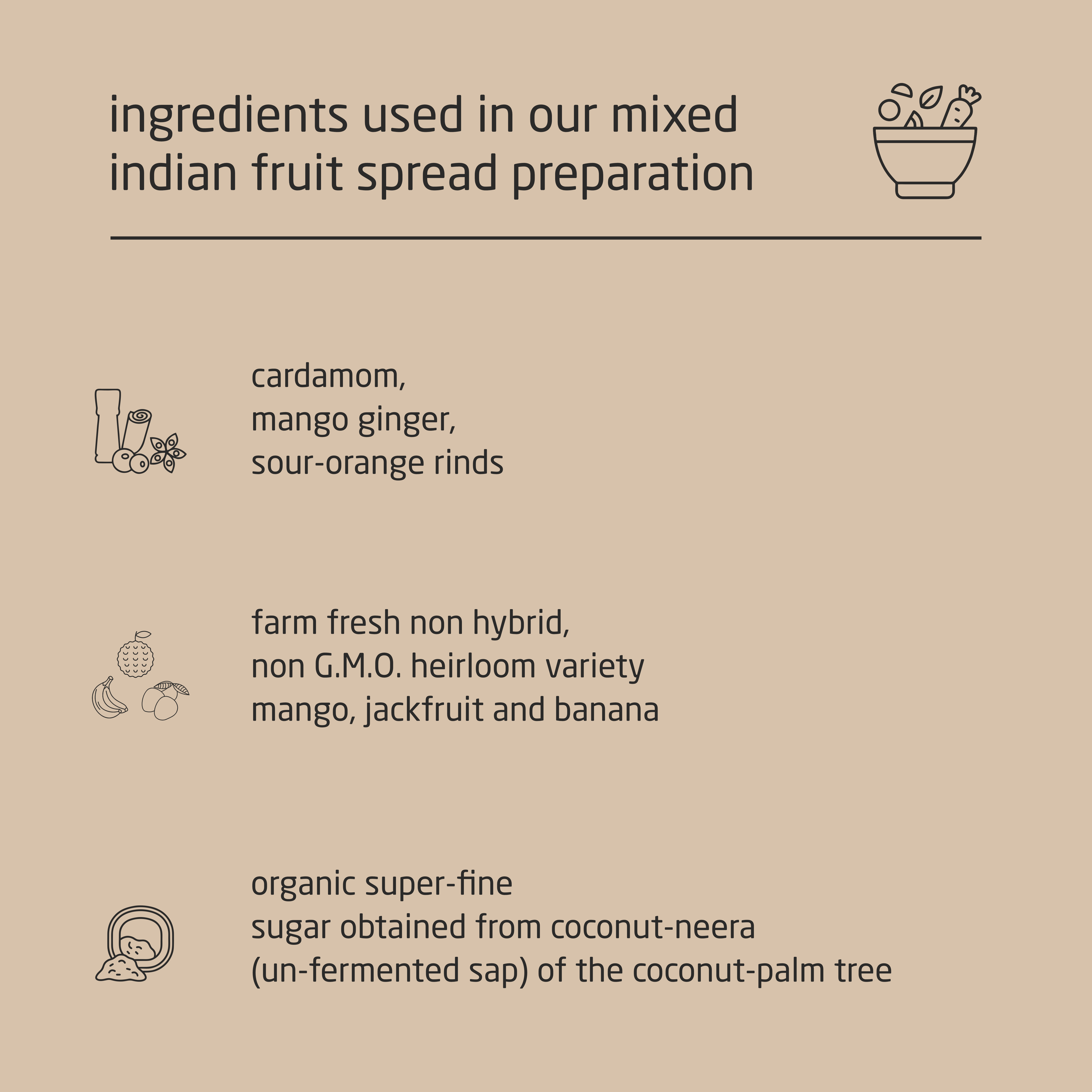 Premium Mixed Indian Fruit Spread with Coconut Neera Sugar - 150g Premium Mixed Indian Fruit Spread with Coconut Neera Sugar - 150g