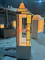Premium Corian Mandir with Intricate Carvings and LED Lighting